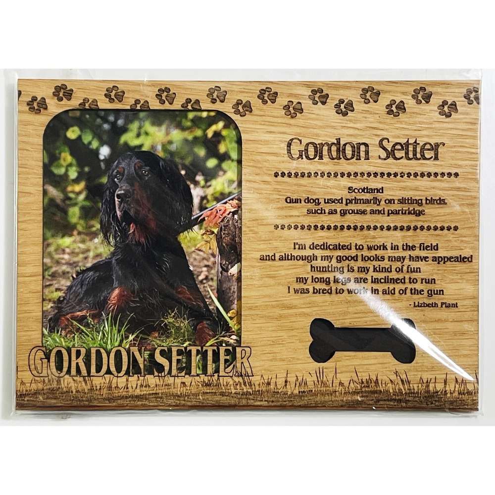 GORDON SETTER Dog Profile Laser‎ Engraved Wood Picture Frame Magnet